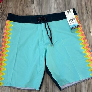 NWT Billabong Pro Performance Boardshorts Multicolor Wave Design Blue Size 36